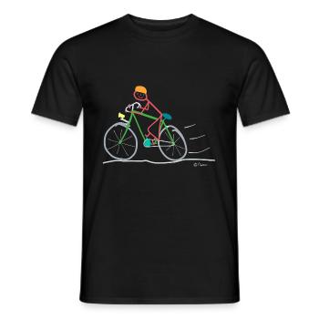 Road bike stick figure woman mobility sustainable - Men's T-Shirt - black - Front - AI Model Male 178 light (178cm)