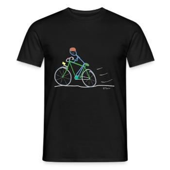 Road bike stickman, environmental protection sustainable - Men's T-Shirt - black - Front - AI Model Male 178 light (178cm)