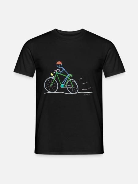 Road bike stickman, environmental protection sustainable - Men's T-Shirt - black