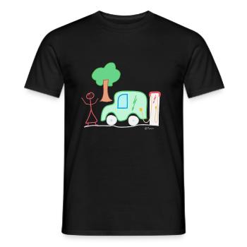 Elektromobilität Strichmännchen, Elektroauto Akku - Männer T-Shirt - Schwarz - Vorne - AI Model Male 178 light (178cm)