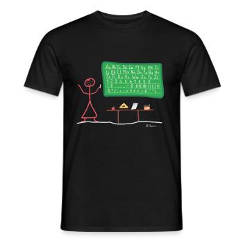 Enseignant étudiant stick figure écriture lire - T-shirt homme - noir - Devant - AI Model Male 178 light (178cm)