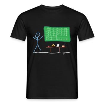 Lehrer Schüler Strichmännnchen rechnen Mathematik - Männer T-Shirt - Schwarz - Vorne - AI Model Male 178 light (178cm)