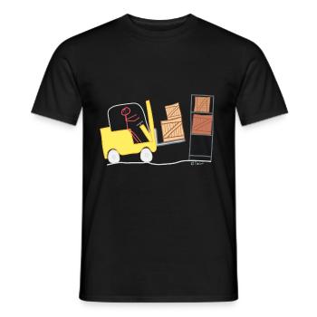 Forklift stick figure logistics woman warehouse - Men's T-Shirt - black - Front - AI Model Male 178 light (178cm)