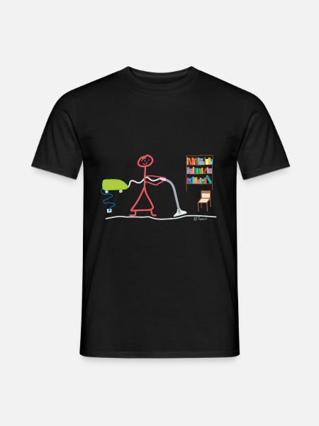 Haushalt Strichmännchen Hausfrau Staubsauger - Männer T-Shirt - Schwarz