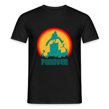 Parkour Sport Freerunning Retro Vintage - Men's T-Shirt - black - Front - AI Model Male 178 light (178cm)