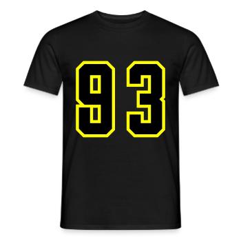 Maillot numéro 93 - T-shirt homme - noir - Devant - AI Model Male 178 light (178cm)