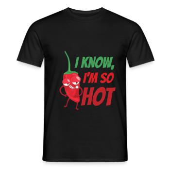 Ich weis ich bin Heiß, Chilli - Männer T-Shirt - Schwarz - Vorne - AI Model Male 178 light (178cm)