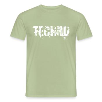 Techno Bass Box Logo - Männer T-Shirt - Sage - Vorne - AI Model Male 178 light (178cm)