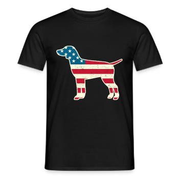 4th of July German Pointer American Flag Dog USA - Men's T-Shirt - black - Front - AI Model Male 178 light (178cm)