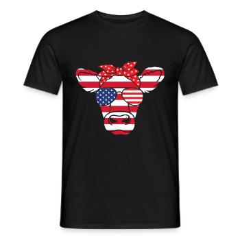 American Cow Farmer USA July 4 - Men's T-Shirt - black - Front - AI Model Male 178 light (178cm)