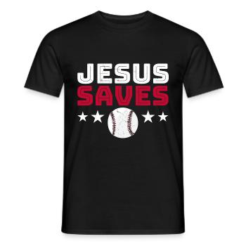 Jesus Baseball Humor Christian - Men's T-Shirt - black - Front - AI Model Male 178 light (178cm)