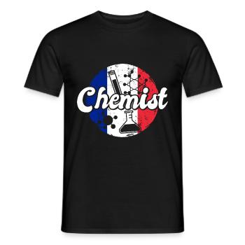 Chemist France Flag Laboratory Chemistry Lab Tech - Men's T-Shirt - black - Front - AI Model Male 178 light (178cm)