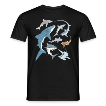 Types of Sharks Shark Species - Men's T-Shirt - black - Front - AI Model Male 178 light (178cm)