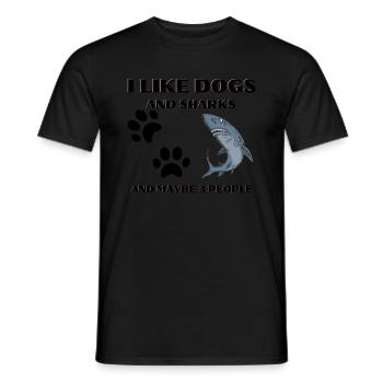 I LIKE DOGS AND SHARKS - Men's T-Shirt - black - Front - AI Model Male 178 light (178cm)