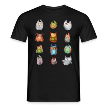 Eule Uhu Tier Waldtier Steinkauz Schleiereulen Fun - Männer T-Shirt - Schwarz - Vorne - AI Model Male 178 light (178cm)