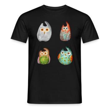Eule Uhu Tier Waldtier Steinkauz Schleiereulen Fun - Männer T-Shirt - Schwarz - Vorne - AI Model Male 178 light (178cm)