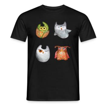 Eule Uhu Tier Waldtier Steinkauz Schleiereulen Fun - Männer T-Shirt - Schwarz - Vorne - AI Model Male 178 light (178cm)