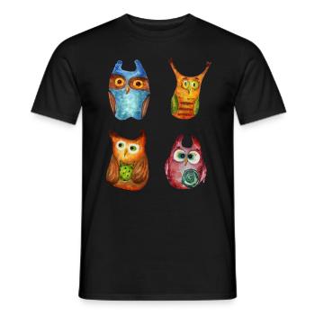 Eule Uhu Tier Waldtier Steinkauz Schleiereulen Fun - Männer T-Shirt - Schwarz - Vorne - AI Model Male 178 light (178cm)