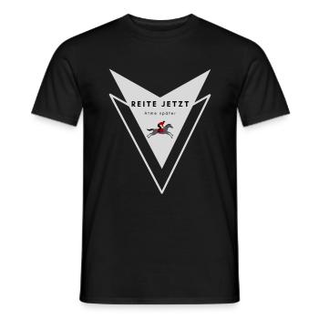 REITE JETZT - ATME SPÄTER - Nr. 5 Reitersprüche - Männer T-Shirt - Schwarz - Vorne - AI Model Male 178 light (178cm)