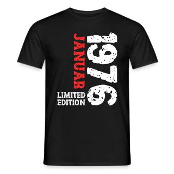 1976 janvier édition limitée déco tenue d’anniversaire - T-shirt homme - noir - Devant - AI Model Male 178 light (178cm)