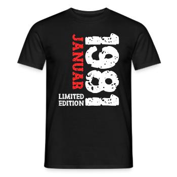 1981 janvier édition limitée déco tenue d’anniversaire - T-shirt homme - noir - Devant - AI Model Male 178 light (178cm)