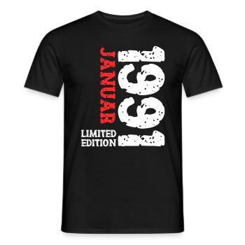 1991 janvier édition limitée déco tenue d’anniversaire - T-shirt homme - noir - Devant - AI Model Male 178 light (178cm)