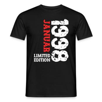 1998 janvier édition limitée déco tenue d’anniversaire - T-shirt homme - noir - Devant - AI Model Male 178 light (178cm)