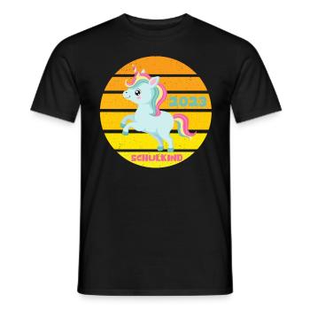 Schulkind 2023 Einhorn Einschulung Erstklässlerin - Männer T-Shirt - Schwarz - Vorne - AI Model Male 178 light (178cm)