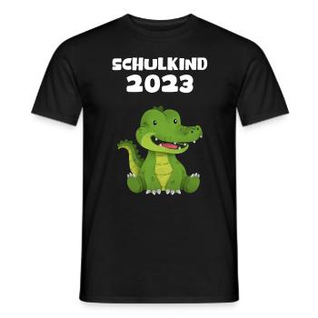 Schulkind 2023 Krokodil Einschulung Erstklässler - Männer T-Shirt - Schwarz - Vorne - AI Model Male 178 light (178cm)