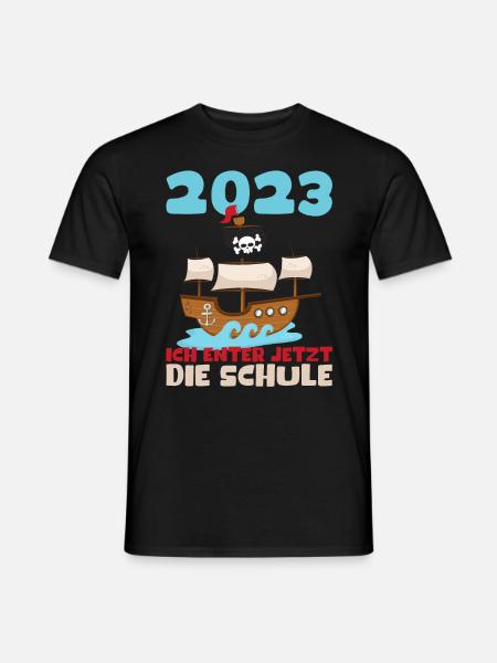 Schulkind 2023 Pirat Einschulung Erstklässler Kind - Männer T-Shirt - Schwarz