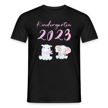 Kindergarten 2023 Süße Tiere Mädchen Jungen Kita - Männer T-Shirt - Schwarz - Vorne - AI Model Male 178 light (178cm)