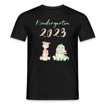 Kindergarten 2023 Süße Tiere Mädchen Jungen Kita - Männer T-Shirt - Schwarz - Vorne - AI Model Male 178 light (178cm)
