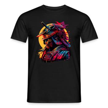 illustration Samurai Warrior Japan - Men's T-Shirt - black - Front - AI Model Male 178 light (178cm)