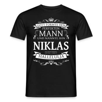 Niklas der perfekte Mann von Gott geformt Design - Männer T-Shirt - Schwarz - Vorne - AI Model Male 178 light (178cm)