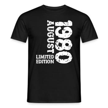 1980 August Limited Edition 43rd Birthday Outfit - Men's T-Shirt - black - Front - AI Model Male 178 light (178cm)