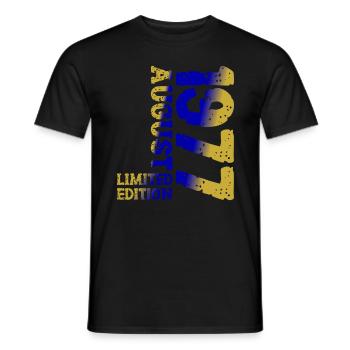 1977 Août Édition Limitée 46e Tenue d’anniversaire - T-shirt homme - noir - Devant - AI Model Male 178 light (178cm)