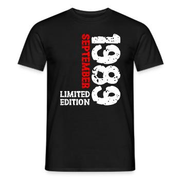1989 September Limited Edition 34. Geburtstag Deko - Männer T-Shirt - Schwarz - Vorne - AI Model Male 178 light (178cm)