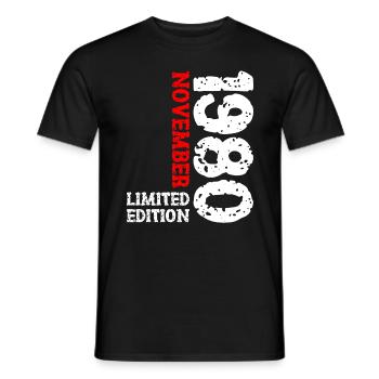 1980's November Limited Edition 43rd Birthday Decoration - Men's T-Shirt - black - Front - AI Model Male 178 light (178cm)