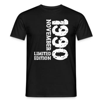 1990 novembre édition limitée 33e anniversaire décoration - T-shirt homme - noir - Devant - AI Model Male 178 light (178cm)