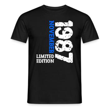 1987 novembre édition limitée 36e anniversaire décoration - T-shirt homme - noir - Devant - AI Model Male 178 light (178cm)
