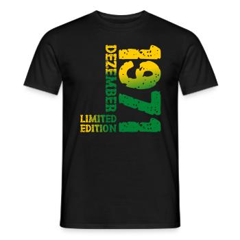 1971 Décembre Édition Limitée 52e Anniversaire Décoration - T-shirt homme - noir - Devant - AI Model Male 178 light (178cm)