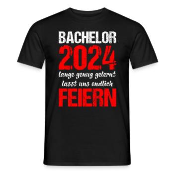 Bachelor 2024 Lange Genug Gelernt Lasst Uns Feiern - Männer T-Shirt - Schwarz - Vorne - AI Model Male 178 light (178cm)
