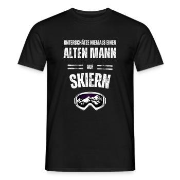 Unterschätze niemals einen alten Mann auf Skiern - Männer T-Shirt - Schwarz - Vorne - AI Model Male 178 light (178cm)