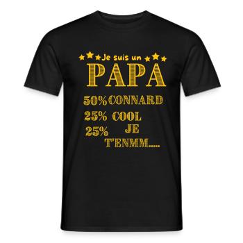 DAD 50% ASSHOLE, 25% COOL 25% ICH WERDE DICH...... - Männer T-Shirt - Schwarz - Vorne - AI Model Male 178 light (178cm)