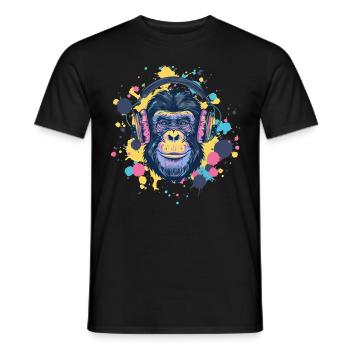 Singe Avec Casque Décoration Femme Cadeau Homme - T-shirt homme - noir - Devant - AI Model Male 178 light (178cm)
