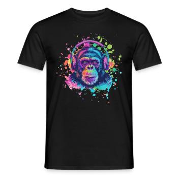 Singe Avec Casque Décoration Femme Cadeau Homme - T-shirt homme - noir - Devant - AI Model Male 178 light (178cm)