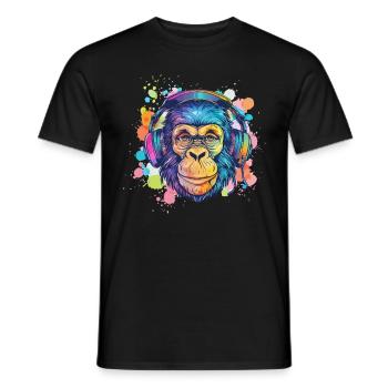 Singe Avec Casque Décoration Femme Cadeau Homme - T-shirt homme - noir - Devant - AI Model Male 178 light (178cm)