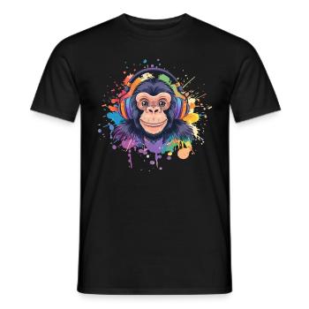 Singe Avec Casque Décoration Femme Cadeau Homme - T-shirt homme - noir - Devant - AI Model Male 178 light (178cm)
