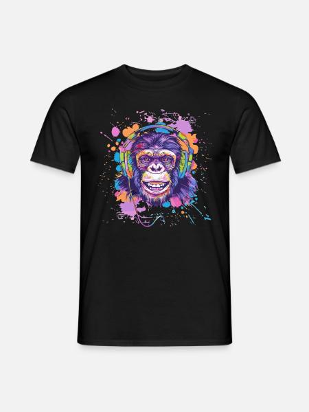 Mono con Auriculares Decoración Mujer Regalo Hombre - Camiseta hombre - negro