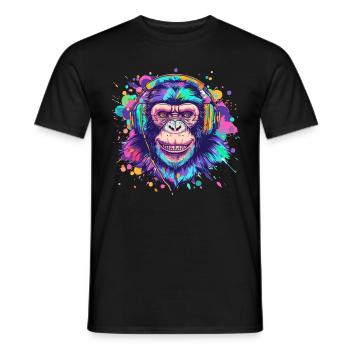 Singe Avec Casque Décoration Femme Cadeau Homme - T-shirt homme - noir - Devant - AI Model Male 178 light (178cm)
